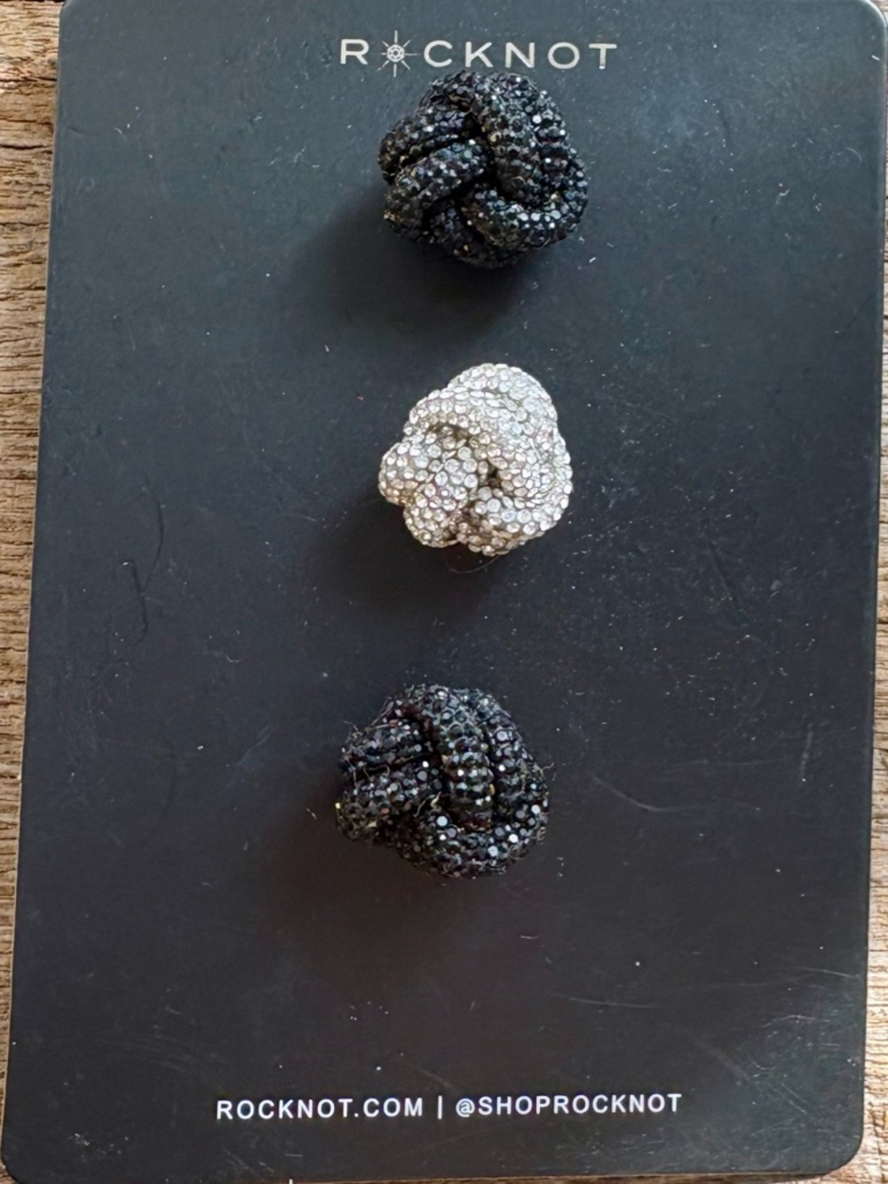 Rocknot Black and Silver Magic Buttons, Crystal Knot Button Replacements, NWT